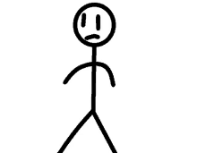 a stick figure with a sad look on his face .