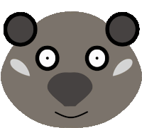 a cartoon drawing of a bear 's face with circles on its eyes