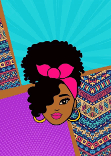 a cartoon of a woman wearing a pink headband and earrings