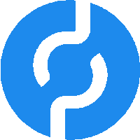 a blue circle with a white arrow in the middle