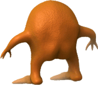 a 3d rendering of a cartoon character 's back