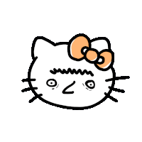 a drawing of hello kitty with an orange bow