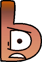 a pixel art of a letter b with an angry face on it