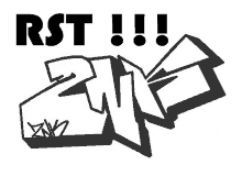 a black and white drawing of graffiti with the words rst !!!