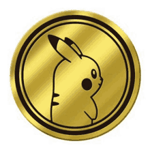 a gold coin with a pikachu in the center .