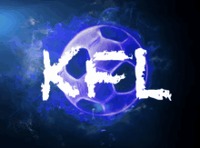 a soccer ball with the word kfl written in white