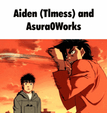 a picture of a cartoon character with the words aiden ( timess ) and asuraoworks on the bottom