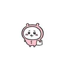 a cartoon drawing of a bear wearing a pink outfit .