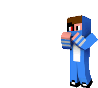 a minecraft character wearing a blue hoodie and striped pants