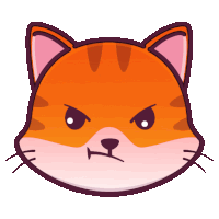 a cartoon drawing of a cat 's face with an angry expression