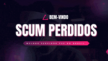 a person wearing a virtual reality headset with the words bem-vindo scum perdidos above them