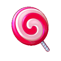 a pink and white lollipop with a swirl design on it