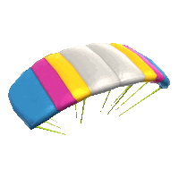 a colorful parachute on a white background with green lines