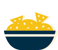 an illustration of a bowl of nachos with triangles of cheese