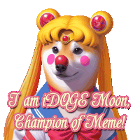 a picture of a dog dressed as sailor moon says i am dogs moon champion of meme