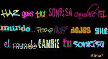 a black background with colorful text that says alma on the bottom