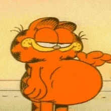 garfield is a cartoon cat with a big belly and a big smile .