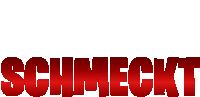 a white background with red text that says schmeckt