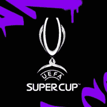 a logo for the uefa super cup on a dark background