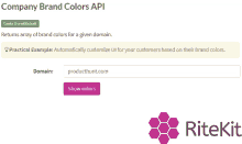 a ritekit logo is next to a company brand colors api