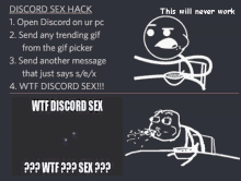 a screenshot of a discord sex hack with a picture of a stick figure eating cereal