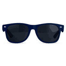 a pair of blue sunglasses with a white rim on a white background