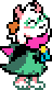 a pixel art drawing of a cat wearing a scarf and glasses .