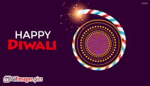 a purple background with the words happy diwali in red