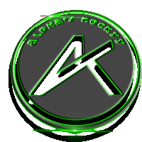 a logo for alphas rocks with a green border