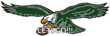 a drawing of an eagle with the words let 's go on the bottom