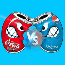 a cartoon of coca cola and pepsi fighting