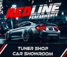 a redline performance tuner shop car showroom sign