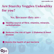 a poster that says " are starchy veggies unhealthy for you " on it