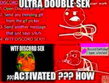 a poster that says discord ultra double sex over work