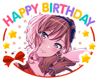 a sticker that says happy birthday with a girl on it