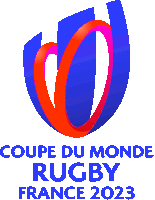 a blue and red logo for coupe du monde rugby france