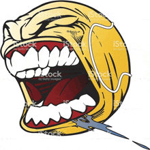 a cartoon illustration of a screaming smiley face with a lightning bolt coming out of it 's mouth