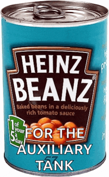 a blue can of heinz beans that is for the auxiliary tank