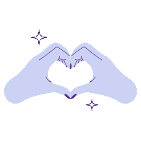 a pair of hands making a heart shape with two stars in the background