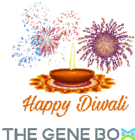 a happy diwali greeting card with fireworks and a candle