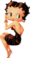 a cartoon of betty boop sitting down with her hands on her face