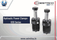 an advertisement for hydraulic power clamps 030 series from seimitsu