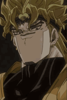 a close up of dio from jojo 's bizarre adventure making a face