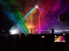 a crowd of people at a concert with a disco ball in the foreground