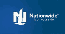 the logo for nationwide is on a blue background with an eagle .