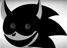 a black and white drawing of a sonic the hedgehog with horns