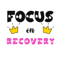 a poster that says focus on recovery with a crown on it