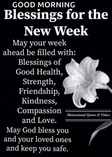 good morning blessings for the new week may your week ahead be filled with blessings of good health