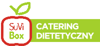 a green and red logo for suvi box catering dietary