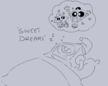 a drawing of a cartoon character says sweet dreams